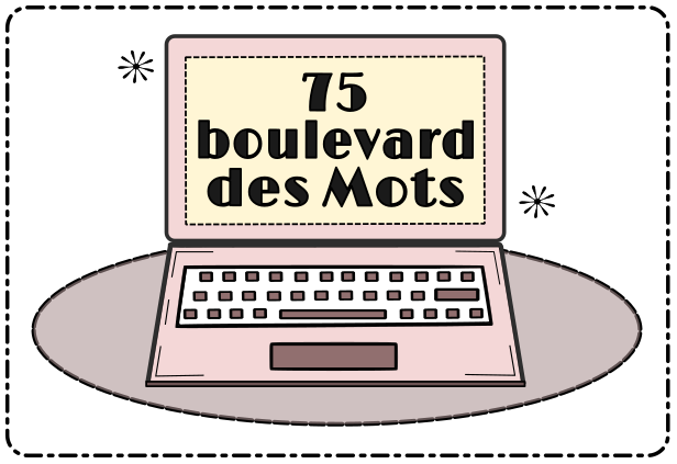 dessin représentant un ordinateur avec le nom 75 boulevard des Mots sur l'écran